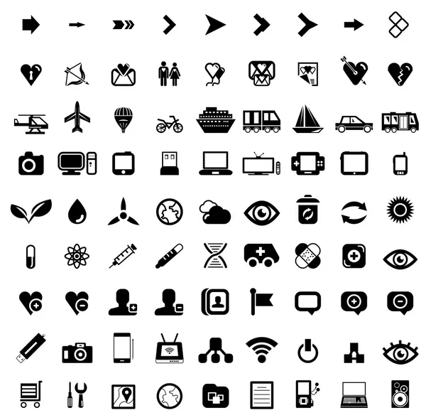 Big set of black universal web icons — Stock Vector