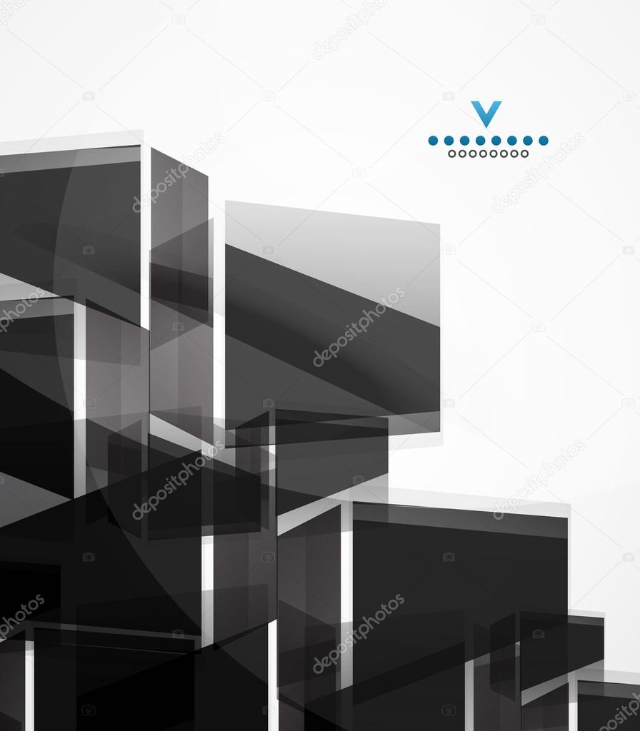 Black glass squares geometric background