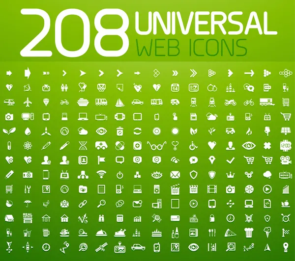 Conjunto de 208 iconos universales vectoriales — Vector de stock