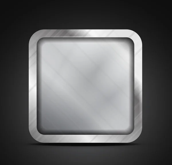 Mobiele app icon - lege metalen textuur vak — Stockvector