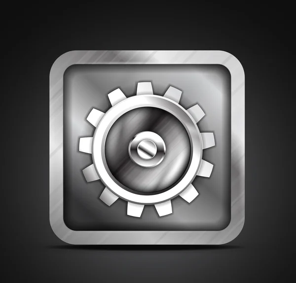 Icône d'application mobile - conception d'icône d'engrenage métallique vectoriel — Image vectorielle