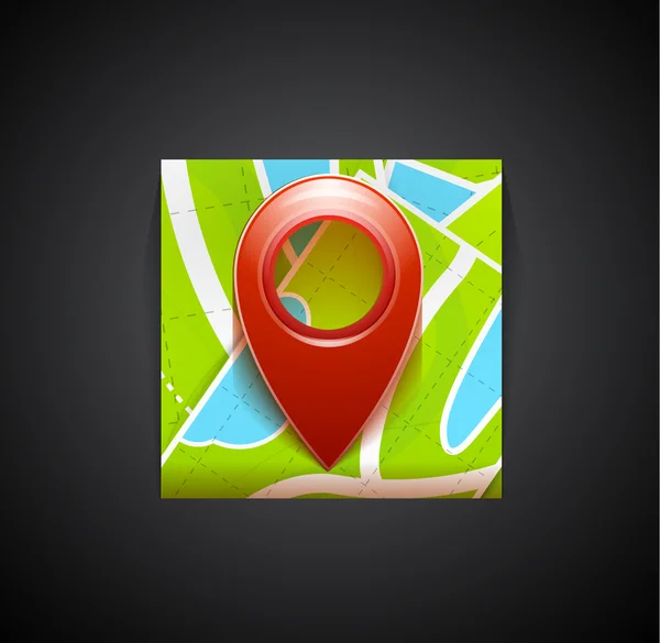 Icono de aplicación móvil - Mapa de navegación y símbolo de etiqueta — Archivo Imágenes Vectoriales