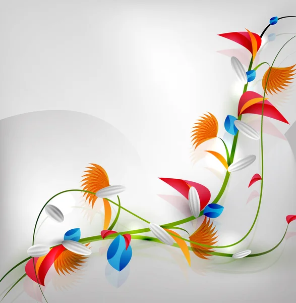 Design floral colorido abstrato em fundo cinza — Vetor de Stock