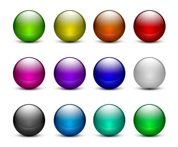 Juegos de botones de esfera de vidrio colorido — Vector de stock