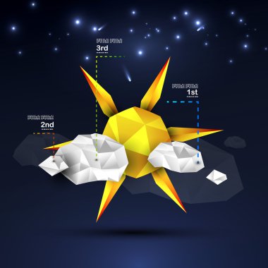 Origami güneş ve bulutlar tasarımı