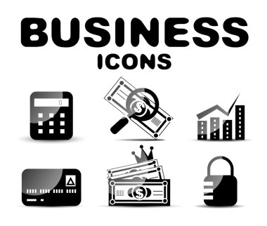 siyah parlak iş Icon set