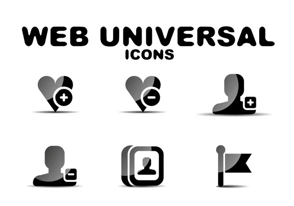 Negro brillante web universal icono conjunto — Archivo Imágenes Vectoriales