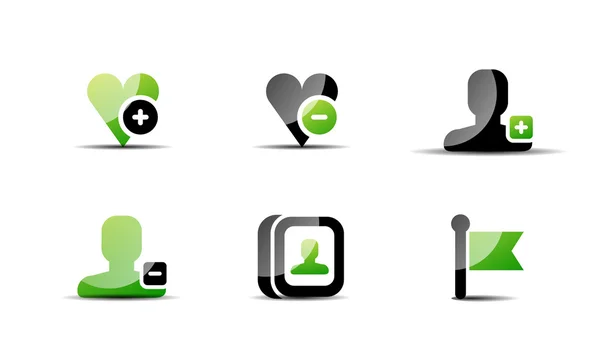 Moderno vector web verde y negro icono conjunto — Vector de stock