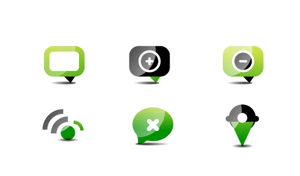Modern vektör web yeşil & siyah Icon set — Stok Vektör