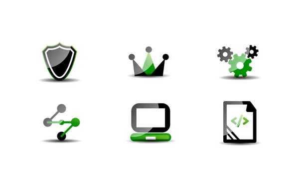 Modernes Vektornetz grün & schwarz Icon-Set — Stockvektor