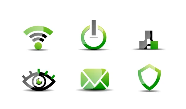 Modern vektör web yeşil & siyah Icon set — Stok Vektör