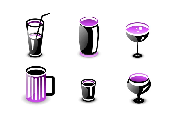 Glossy drinks and beverages icon set — Stock Vector