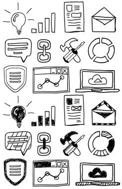 Elle çizilmiş seo doodles / Icon set