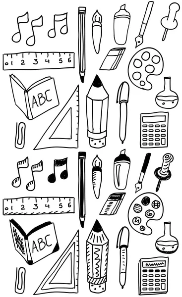 Ručně kreslenou zpět do školy dooldes / ikony set — Stockový vektor