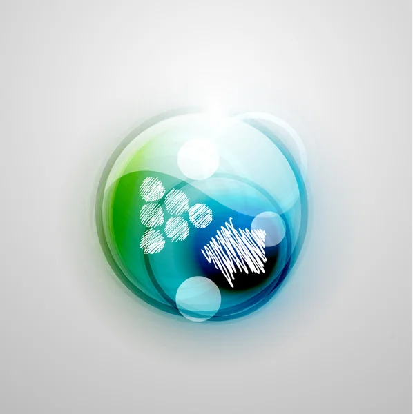 Cercle futuriste bleu et vert et dessiné à la main — Image vectorielle