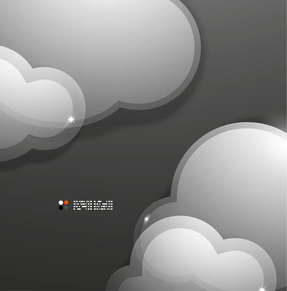 Glass 3d clouds vector template — Stock Vector