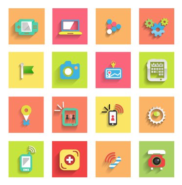 Düz Icon set: evrensel simgeleri
