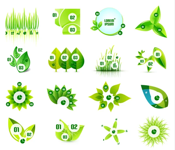 Conjunto de plantillas de diseño infográfico de hoja ecológica — Archivo Imágenes Vectoriales