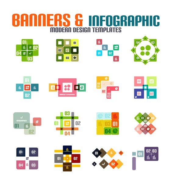 Ensemble de bannières géométriques modernes et infographies — Image vectorielle