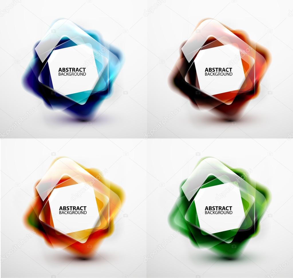 Glossy and blurred square vector banners templates