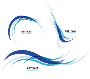 Set of flowing blue wave lines clipart