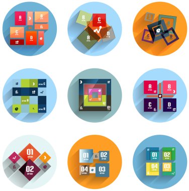 geometrik düz şablonları Icon set