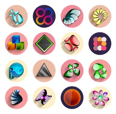 Infographic renkli daire içinde. düz Icon set