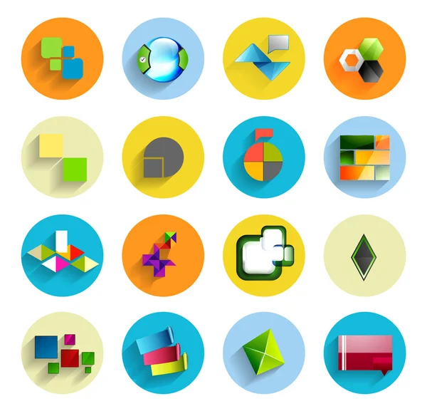 Infografía dentro de círculos coloridos. Conjunto de iconos planos — Vector de stock
