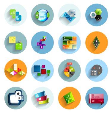 Infographic renkli daire içinde. düz Icon set