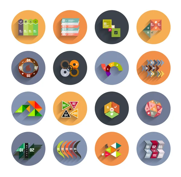 Infographic inside colorful circles. Flat icon set — Stock Vector