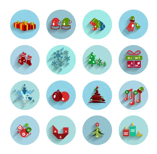 Navidad vector plano icono conjunto — Vector de stock