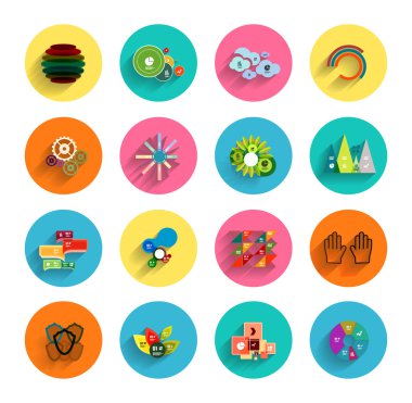 Infographic renkli daire içinde. düz Icon set