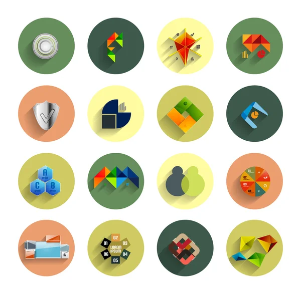 Infografía dentro de círculos coloridos. Conjunto de iconos planos — Archivo Imágenes Vectoriales