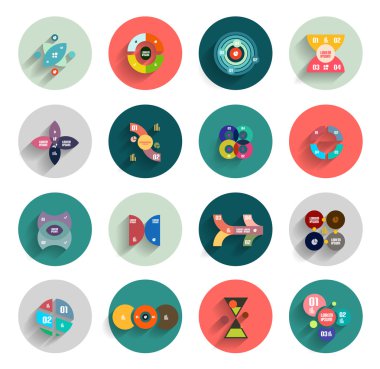 Infographic renkli daire içinde. düz Icon set