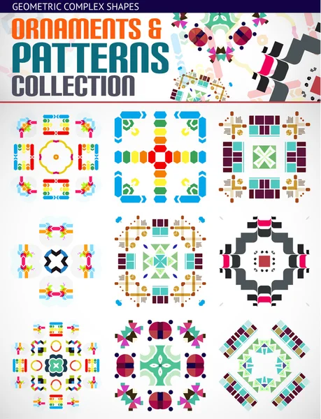 Conjunto de patrones geométricos complejos abstractos — Vector de stock