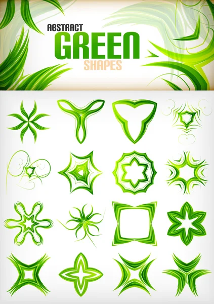 Abstracte groene patroon vormen set — Stockvector