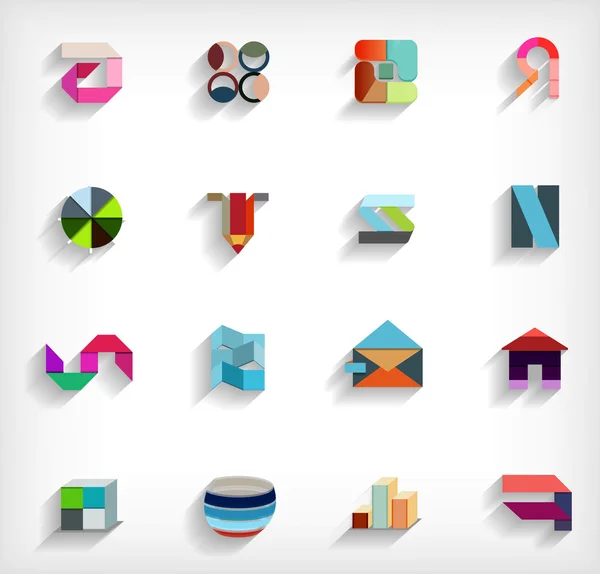 Ensemble d'icônes commerciales abstraites géométriques plates 3D — Image vectorielle