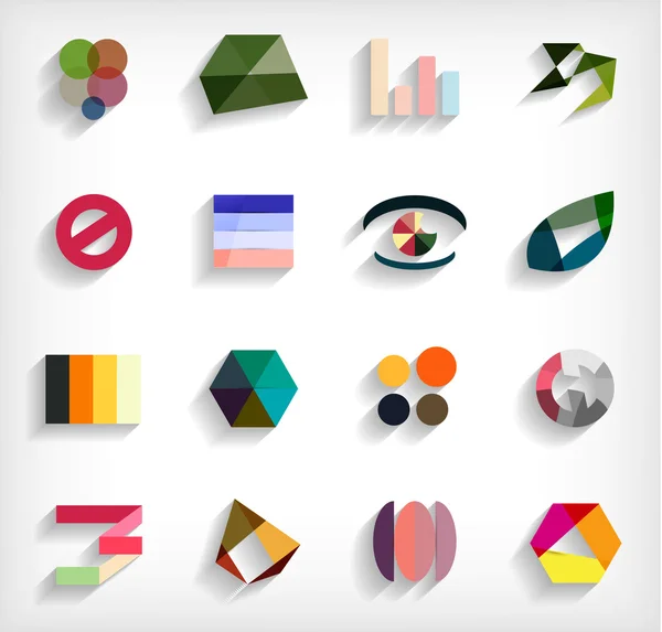 3d piatto geometrico astratto business icon set — Vettoriale Stock