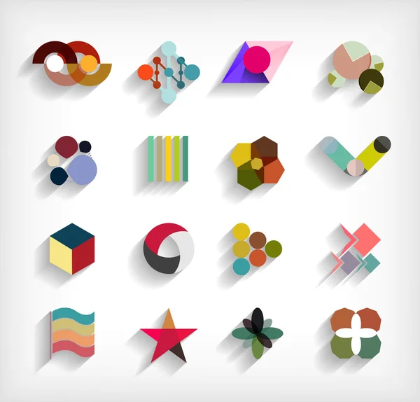 3D platte geometrische abstracte zakelijke pictogrammenset — Stockvector