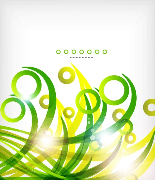 Green abstract eco wave swirls with lights — Stock Vector