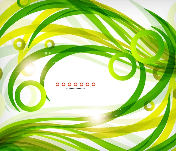 Green abstract eco wave swirls with lights — Stock Vector