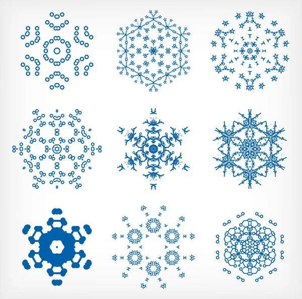 Комплект изолированных снежинки для рождественского декора — стоковый вектор