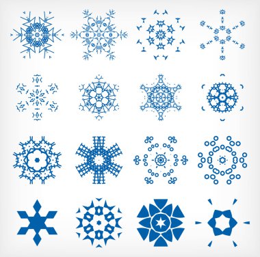 Noel dekorasyonu için izole kar taneleri kümesi