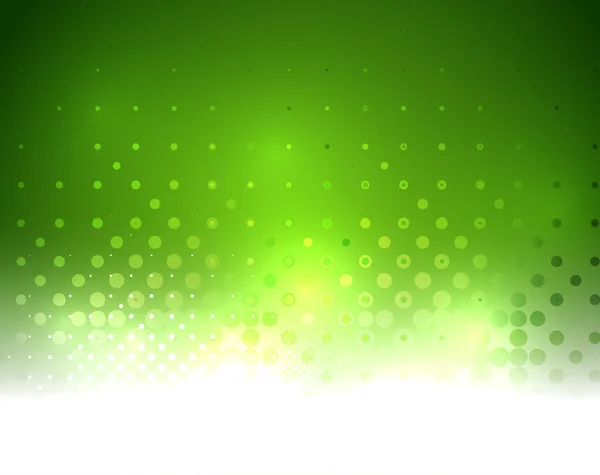 Grün glänzend Bokeh abstrakten Vektor Hintergrund — Stockvektor