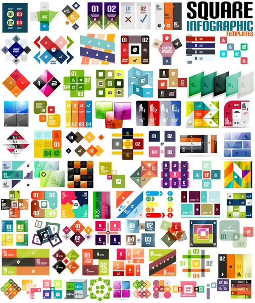 Big set of infographic modern templates - squares — Stock Vector