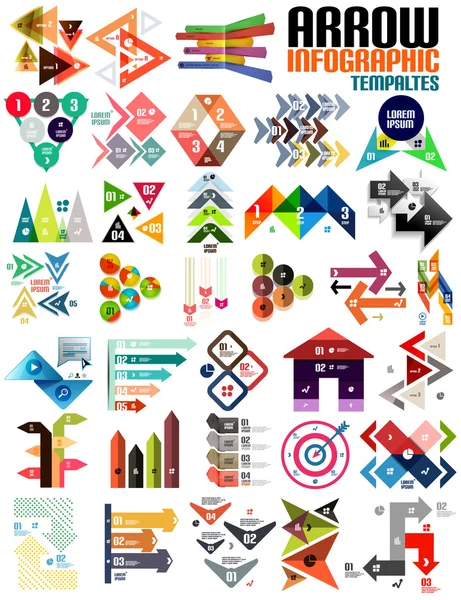 Set of geometric shape arrow info templates — Stock Vector