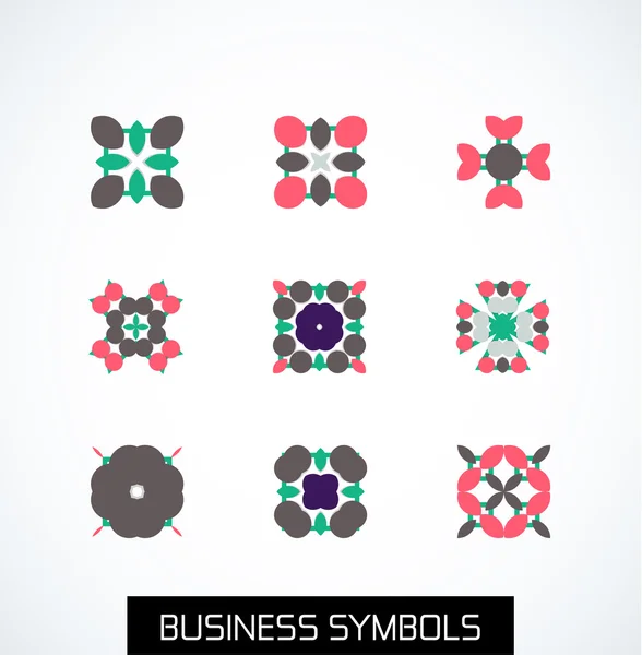 Símbolos de negócios geométricos planos mínimos. Conjunto de ícones — Vetor de Stock