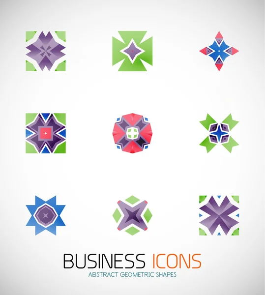 Icone moderne astratte geometriche per il business. Set di icone — Vettoriale Stock