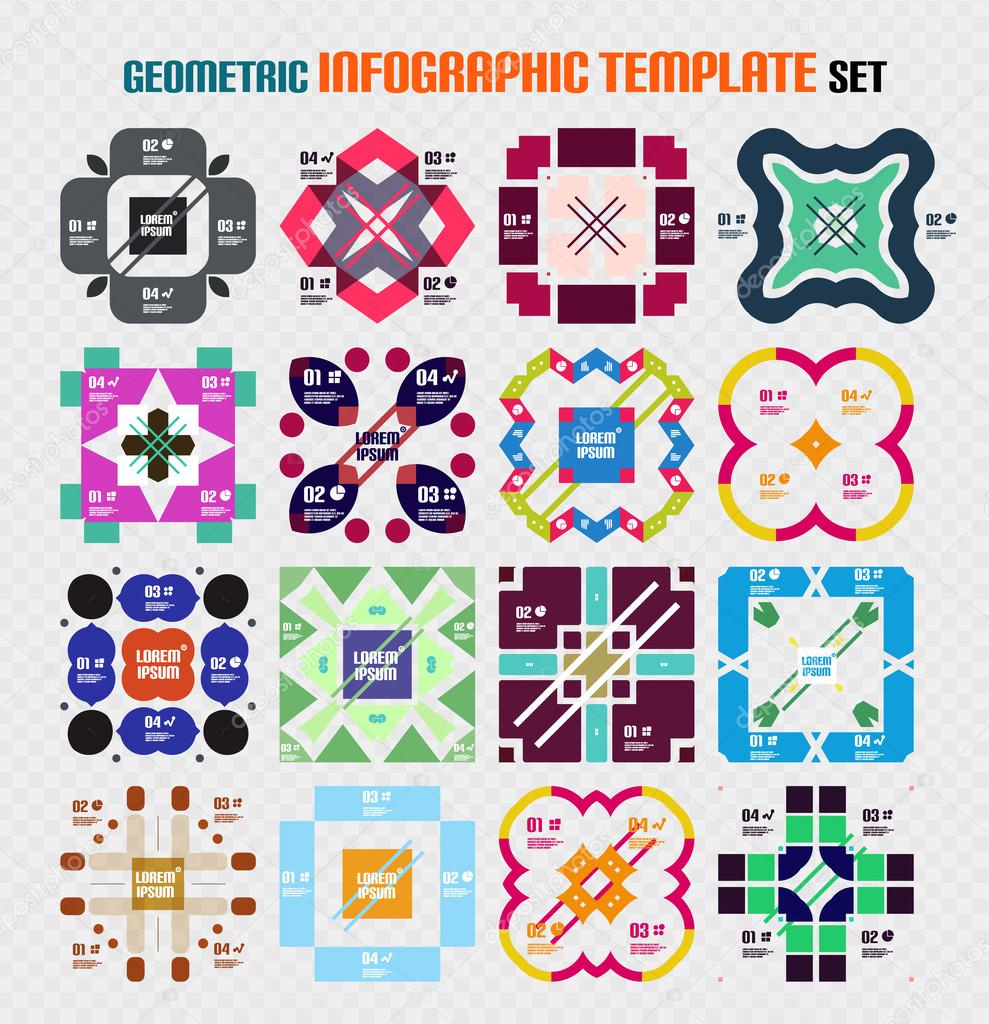 Set of infographic modern templates - squared