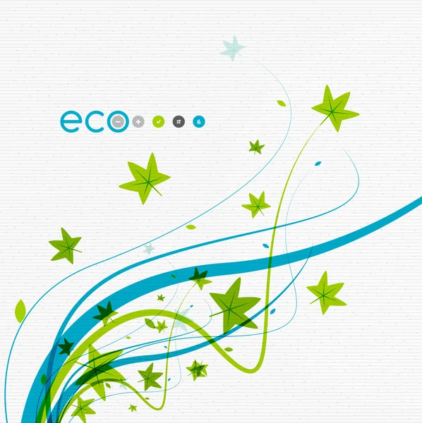 Zielony eco pojęciowy pozostawia biały Design — Wektor stockowy